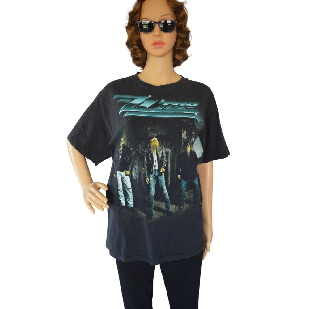 90s Vintage Old School ZZ TOP Graphic Cotton T Shirt Mens Size L Hanes Heavyweig